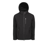 LeMieux Mens Elite Soft Shell Jacket in Black - 2 Way Zip - Lightweight - Detachable Hood - Adjustable Cuffs - XX-Large