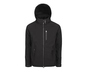 LeMieux Mens Elite Soft Shell Jacket in Black - 2 Way Zip - Lightweight - Detachable Hood - Adjustable Cuffs - X-Small