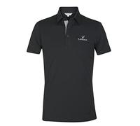 LeMieux Men's Monsieur Polo in Black with Button Fastening - Short Sleeve, Regular Fit T-Shirt - Lightweight Classic Top - Small