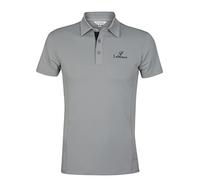 LeMieux Men's Monsieur Polo in Grey with Button Fastening - Short Sleeve, Regular Fit T-Shirt - Lightweight Classic Top - Small