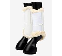 LeMieux Fleece Edge Mesh Brushing Horse Boots - Protective Gear and Training Equipment - Equine Boots, Wraps & Accessories (White/Medium)