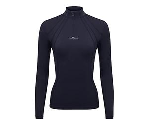 LeMieux Mia Mesh Long Sleeve Base Layer - Slim Fit - Sweat Wicking Breathable Fabric - 50+ UV Protection - Navy - UK 8