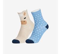 LeMieux Mini Character Socks - Cotton Kid's Ankle Socks with Elasticated Top - Cute Horse and Polka Dot Design - Pack of 2 - Popcorn - UK Child Shoe 9-12