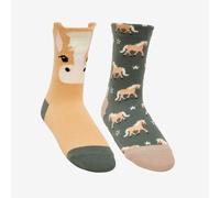 LeMieux Mini Cotton Character 2 Pack Haflinger Socks - Green - Size: Large