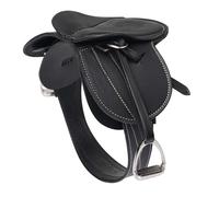LeMieux Toy Pony Saddle - Black - Fine Grain Leather - Suitable for Ages 8 Years +