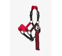 LeMieux Mini Vogue Headcollar & Leadrope - Perfect for Ponies - Adjustable at Curb and Poll - Chilli Red - Super Mini