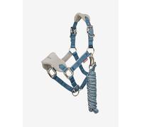 LeMieux Mini Vogue Headcollar & Leadrope - Perfect for Ponies - Adjustable at Curb and Poll - Ice Blue - Super Mini