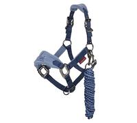LeMieux Mini Vogue Headcollar & Leadrope for Ponies - Extra Padding, Adjustable at Curb and Poll Strap - Indigo