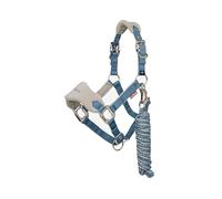 LeMieux Mini Vogue Headcollar & Leadrope - Perfect for Ponies - Adjustable at Curb and Poll - Ice Blue - Mini