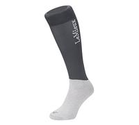LeMieux My Competition Horse Riding Socks in Grey with Closely Woven Foot, Topside Seam and Micro Weight Stretch - Twin Pack - Medium