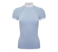 LeMieux Olivia Short Sleeve Show Shirt - Delicate Lace Sleeves and Back - Super Soft Stretch - Mist - UK8