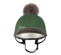 LeMieux Horse Riding Hat – Silk Pom Pom, Hunter Green, 4-Way Stretch, One Size