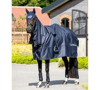 LeMieux Ride On Rain Sheet - Integrated Neck & Tail Flap - Reflective Trim - Navy - Small