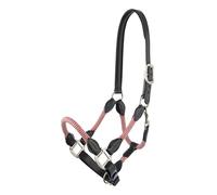 LeMieux Ropella Halter - Luxury Rope & Leather Head Collar - Padded Headwear - Adjustable Nose Strap - Cranberry - Full