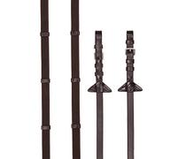LeMieux Ruber Grip Continental Reins - Low Profile Light Grip - Optimum Spacing Between Stoppers - Havana/Silver - Cob Size