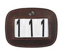 LeMieux Saddle Pad Number Holder - Brown Leather, Easy Attach, Strong Fixing Pin, One Size