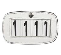 LeMieux Saddle Pad Number Holder in White with 4 Space - Durable Leather Material - Attaches Easily with a Strong Fixing Pin - One Size