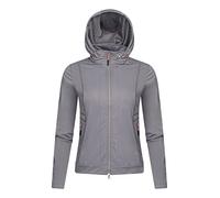 LeMieux Skyla Jacket in Carbon - Flattering Tailored Fit - Lightweight - Breathable - Water Resistant - 2-Way Zip - Zip Pockets - Woman's Horse Riding Jacket with Pack Away Hood UK 12