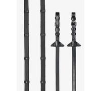 LeMieux Soft Rubber Reins with Stoppers Flexible Non-Stretch Leather Black/Brown