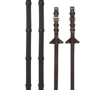 LeMieux Soft Rubber Reins with Stoppers - Havana/Brass Pony