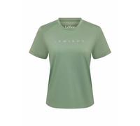 LeMieux Sports T-Shirt - Quick Dry Cool Feel - Sweat Wicking Fabric Chest Graphic - Round Neck with Sports Ringer - Relaxed Fit - Thyme - UK 6