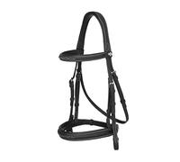 LeMieux Stitched Hunter Bridle With Laced Reins - Matte Finish American Leather - Black/Silver - Full