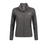 LeMieux Team Women's Soft Shell Jacket in Grey - Micro Fleece Backing Outerwear with Stand Collar - Water and Wind Resistant - X-Small