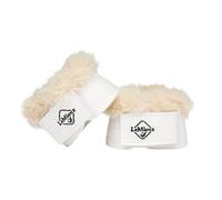 LeMieux Toy Pony Dressage Over Reach Boots - WrapRound Closure - Faux White Leather & Faux Sheepskin - White