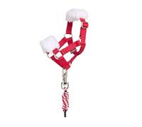 LeMieux Toy Pony Vogue Christmas Headcollar & Leadrope - Ages 3+ - Fleece Padded Noseband - Adjustable Strap - Machine Washable - Red