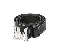LeMieux Unisex Monogram Belt - Leather Belt - Pin Buckle - Smart Equestrian Clothing Accessory - Silver Finish - Black - X-Small