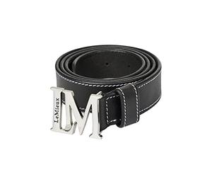 LeMieux Unisex Monogram Belt - Leather Belt - Pin Buckle - Smart Equestrian Clothing Accessory - Silver Finish - Black - Medium