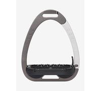 LeMieux Vector Balance Stirrup - New Generation - Spring Loaded Hinged Arm - 5° Tilted Ergonomic Footplate - Carbon/Silver