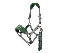 LeMieux Vogue Fleece Headcollar with Lead Rope in Hunter Green - Extra Padding, Adjustable at Curb and Poll Strap - Cob
