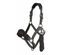 LeMieux Vogue Fleece Headcollar with Lead Rope in Black - Extra Padding, Adjustable at Curb and Poll Strap - Extra Full