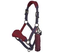 LeMieux Vogue Fleece Headcollar with Lead Rope in Burgundy - Extra Padding, Adjustable at Curb and Poll Strap - Extra Full