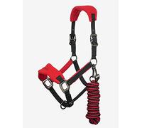 LeMieux Vogue Fleece Headcollar with Lead Rope in Chilli - Extra Padding, Adjustable at Curb and Poll Strap - Cob