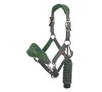 LeMieux Vogue Fleece Headcollar with Lead Rope in Hunter Green - Extra Padding, Adjustable at Curb and Poll Strap - Cob