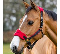 LeMieux Vogue Fleece Headcollar with Lead Rope in Chilli - Extra Padding, Adjustable at Curb and Poll Strap - Cob