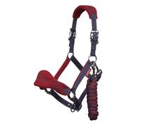 LeMieux Vogue Fleece Headcollar with Lead Rope in Burgundy - Extra Padding, Adjustable at Curb and Poll Strap - Extra Full
