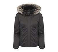 LeMieux Waterproof Short Coat in Grey - Taped Seams - 2 Way Zip - Warm Waterproof Rain Jacket for Horse Riding, Walking & Hiking - Faux Fur Detachable Trim & Detachable Hood - UK 12