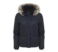 LeMieux Waterproof Short Coat in Navy - Taped Seams - 2 Way Zip - Warm Waterproof Rain Jacket for Horse Riding, Walking & Hiking - Faux Fur Detachable Trim & Detachable Hood - UK 12