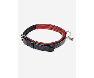 LeMieux Windsor Soft Padded Leather Dog Collar in Black/Burgundy - Outdoor Pet Walking Neckband with Elegant Stitch Details and Metal Hardware - XL