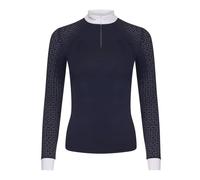 LeMieux Women’s Equestrian Show Shirt - Long Sleeve Horse Show Competition Top - Athletic Shirts & Horseback Riding Apparel - (Navy/UK12)