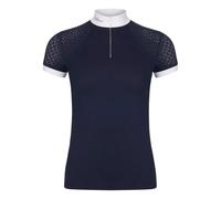 LeMieux Women’s Equestrian Show Shirt - Short Sleeve Horse Show Competition Top - Athletic Shirts & Horseback Riding Apparel - (Navy/UK16)