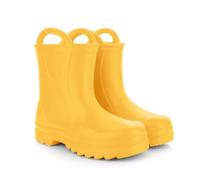 LEMIGO Children's Wellington Boots, Very Light Rain Boots Made of EVA Foam with Handle for Boys and Girls, 735 Doggy, yellow, 1.5 UK Child