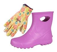 Lemigo Garden Women Foam Pink Wellingtons + Gardening Gloves 39 EU / 5.5 UK