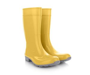 LEMIGO Ilse Women's Wellington Boots High Rain Boots, Yellow / grey, 8.5 UK