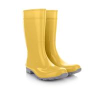 LEMIGO Women's Waterproof High Rain Boots, Garden Wellington Boots, 967 ILSE, Sizes 36-42 EU, Yellow / grey, 7 UK