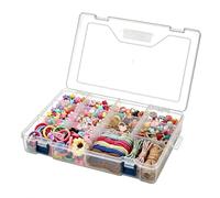 LEMIKKLE 1 Pack 15 Grids Clear Plastic Craft Storage Organiser Box with Adjustable Dividers，Perfect for Beads, Washi Tape, Jewelry, Fishing Tackle, Art Supplies and DIY Crafts