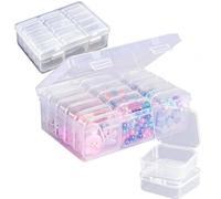 LEMIKKLE 2 PCS Craft Box Organiser - 32 PCS Small Plastic Boxes with Hinged Lid for Diamond Art Storage, Toys, Arts, Crafts, Beads, Small Parts
